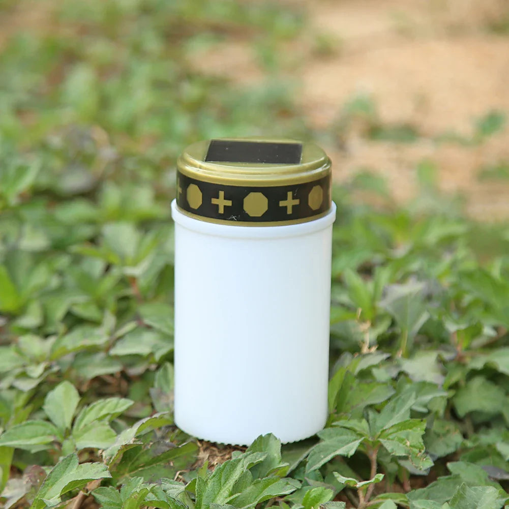 Norvo | Memolux Eternis Solar Grablicht LED | Flammende Stearinlys Utseende | Vanntett & Oppladbar | 12 cm Høy