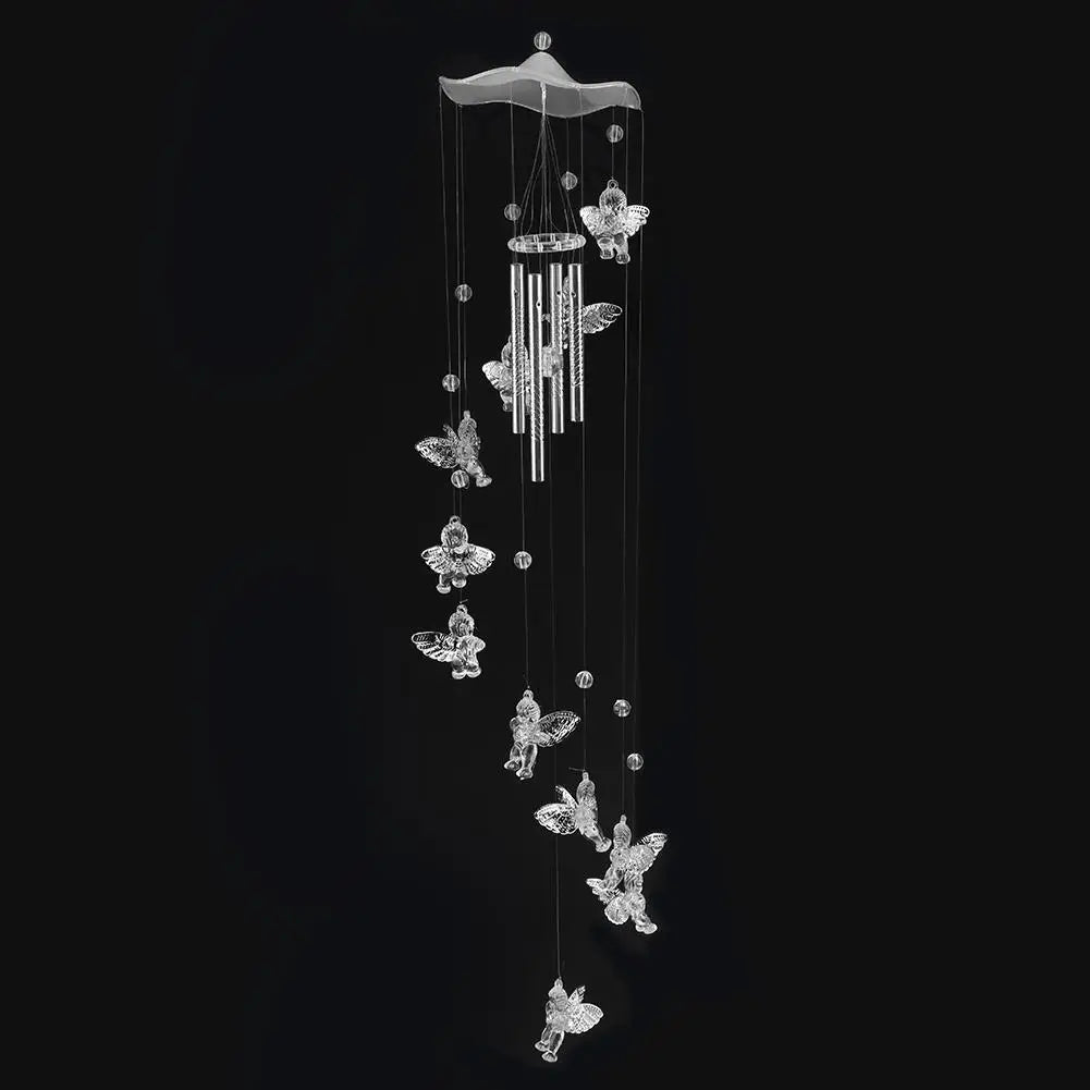 Norvo | Klangverve Vindklokke "Luftkyss" | Romantiske Lydspill med Sommerfugl & Klokke | 55 cm Metalldekor for Hage, Balkong & Vindu