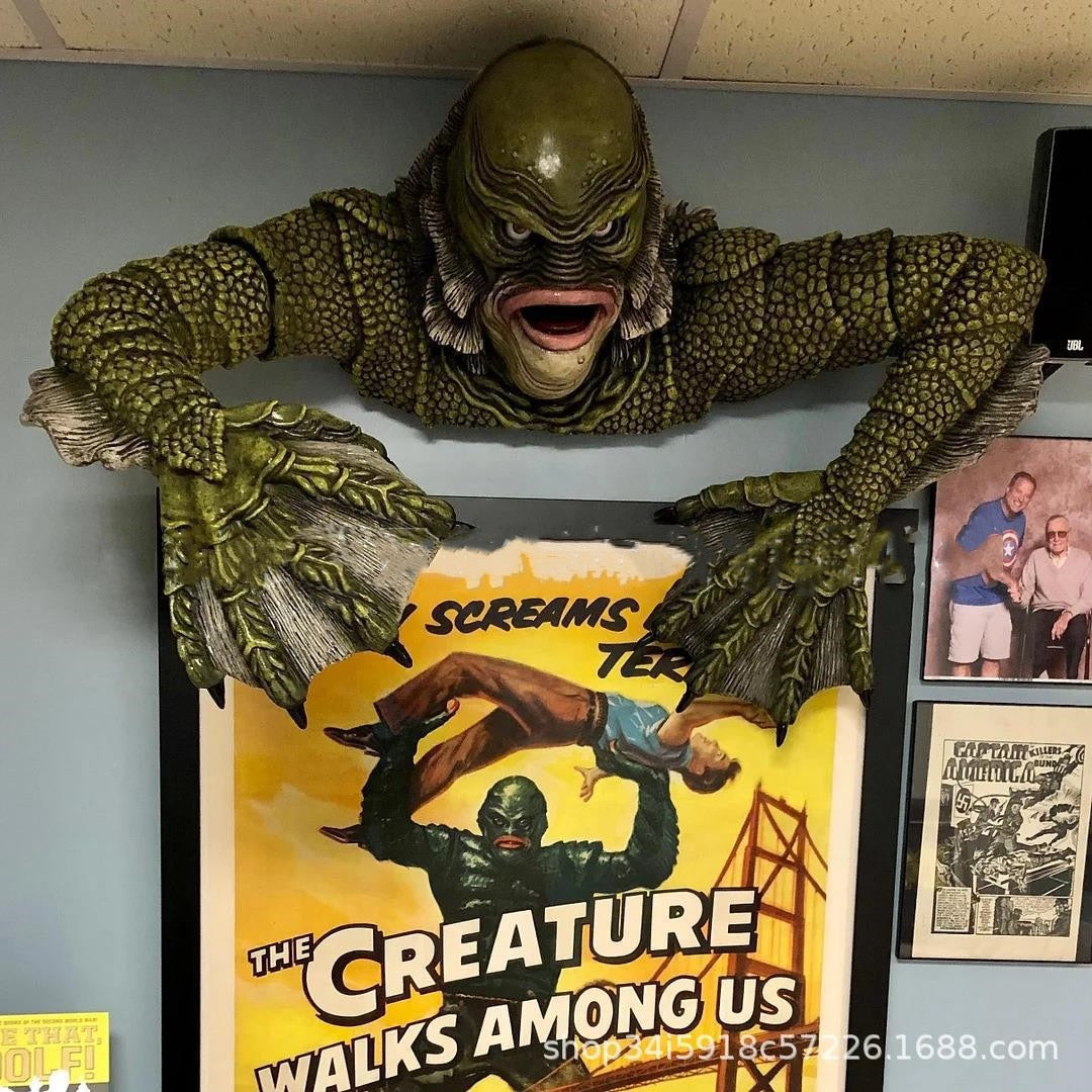 Norvo | Kreatur The Black Lagoon Grip skulpturer Figur Hagebygging Utendørs ornamenter Monster statue Mann Halloween dekorasjon