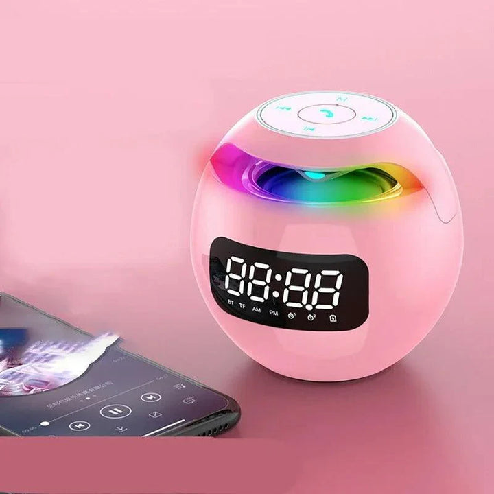 Norvo | Ball Høyttaler Vekkerklokke | Bluetooth 5.0 | LED Nattlys | 2200 mAh Batteri