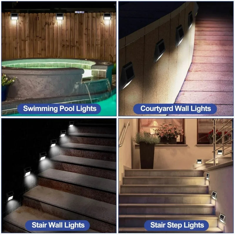 Norvo | Lunettra Soltrinnlys Rustfritt Stål | 3 LED-lys | IP45 Vanntett | Miljøvennlig & Korrosjonsbestandig | For Hage, Gjerde & Vegg