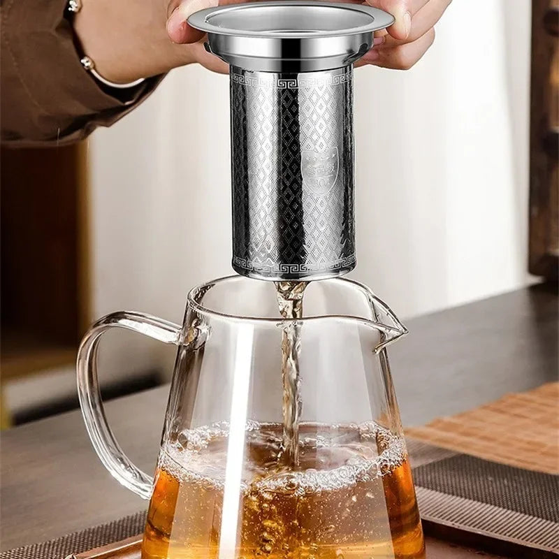 Norvo | 450ml-950ml Varmeresistent Glass Teapot – Rustfritt Stål Tefilter, Blomsterkjele for Kung Fu Te, Puer og Oolong Te