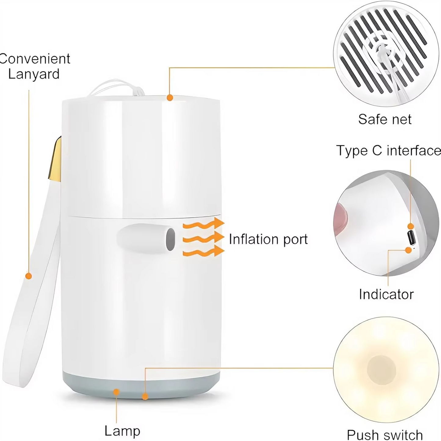 Norvo | Bærbar Mini Luftpumpe med Oppladbart SOS Lys for Camping og Utendørsbruk