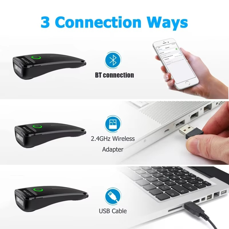 Norvo | Bærbar strekodeskanner med OLED-skjerm og vibrasjonsfeedback