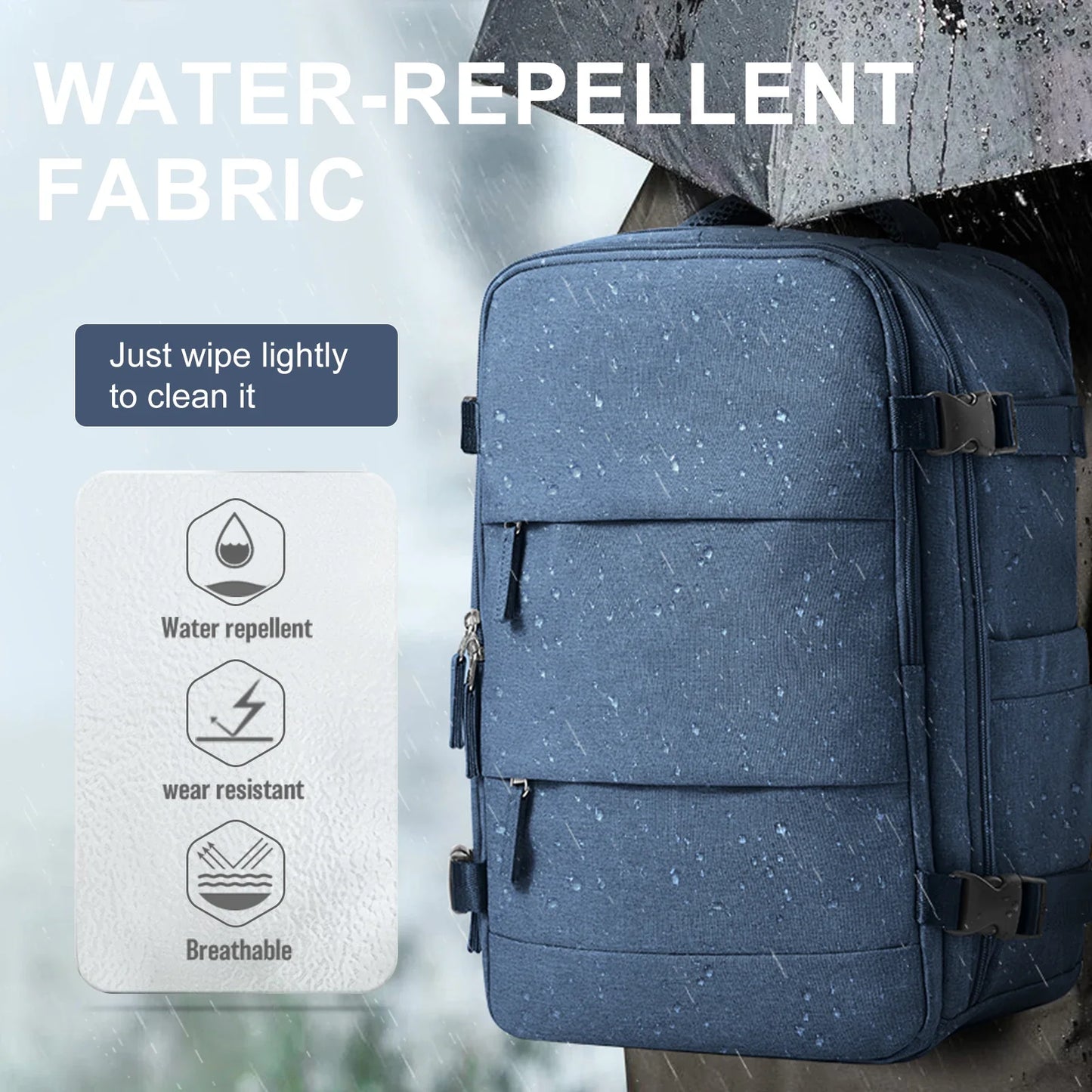 Norvo | Reise Ryggsekk Travomate | Vanntett & Allsidig | 15.6" Laptoprom | Stor Kapasitet med Fukt-Tørr Separasjon