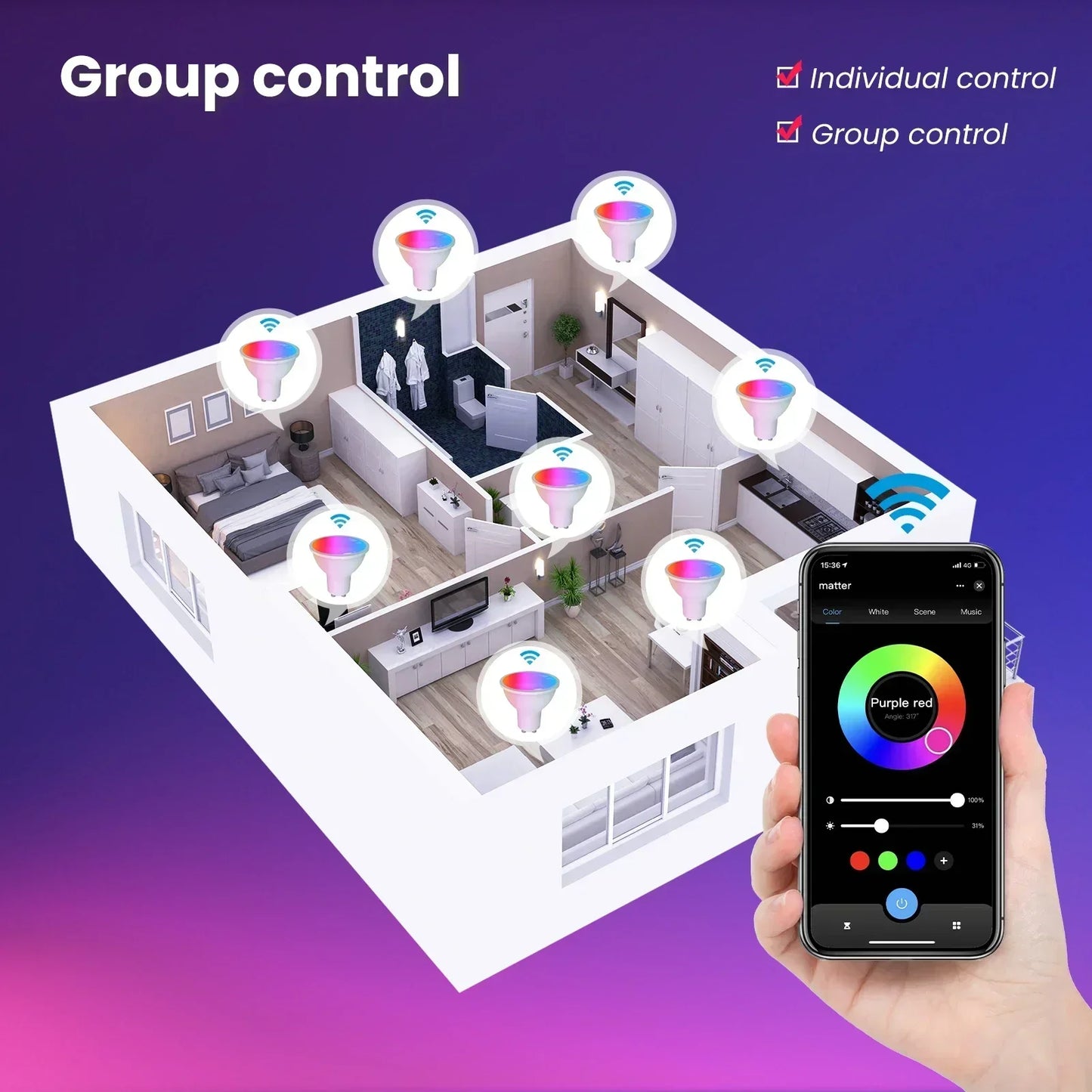 Tuya Zigbee Smarte LED Lyspærer E27 E14 GU10 - Dimmbar RGB Wifi Kontrollert via SmartLife Google Alexa-apper