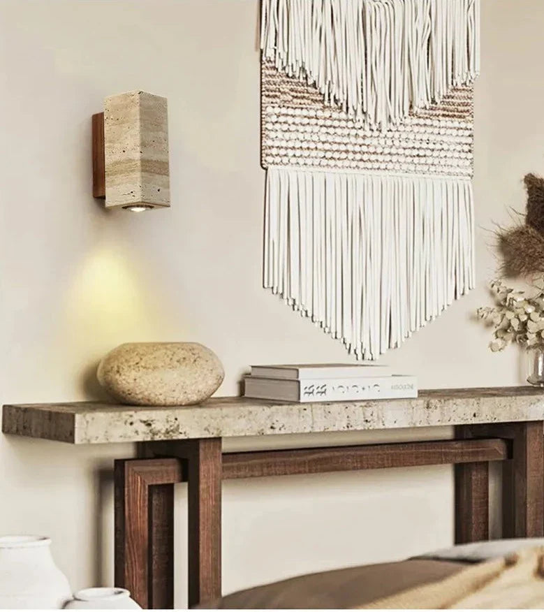 Norvo | Moderne Naturlig LED Vegglampe laget av Travertin