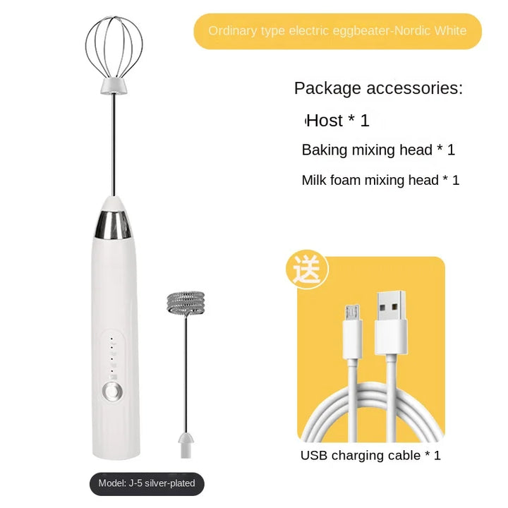Norvo | CREMIX Elektrisk Melkeskummer & Mixer | 3 Hastigheter | Dobbel Vedlegg Laget av Rustfritt Stål | USB Lading