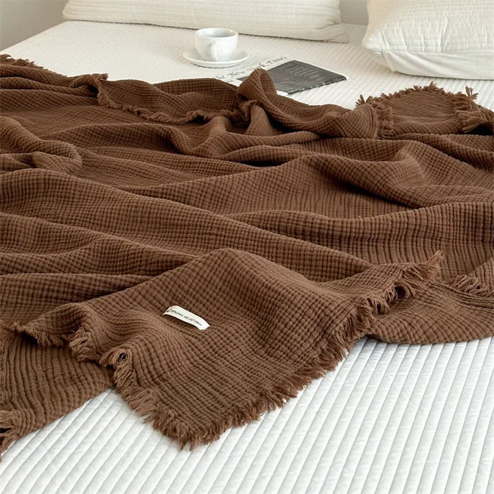 Norvo | Ensfarget bomull sofa teppe