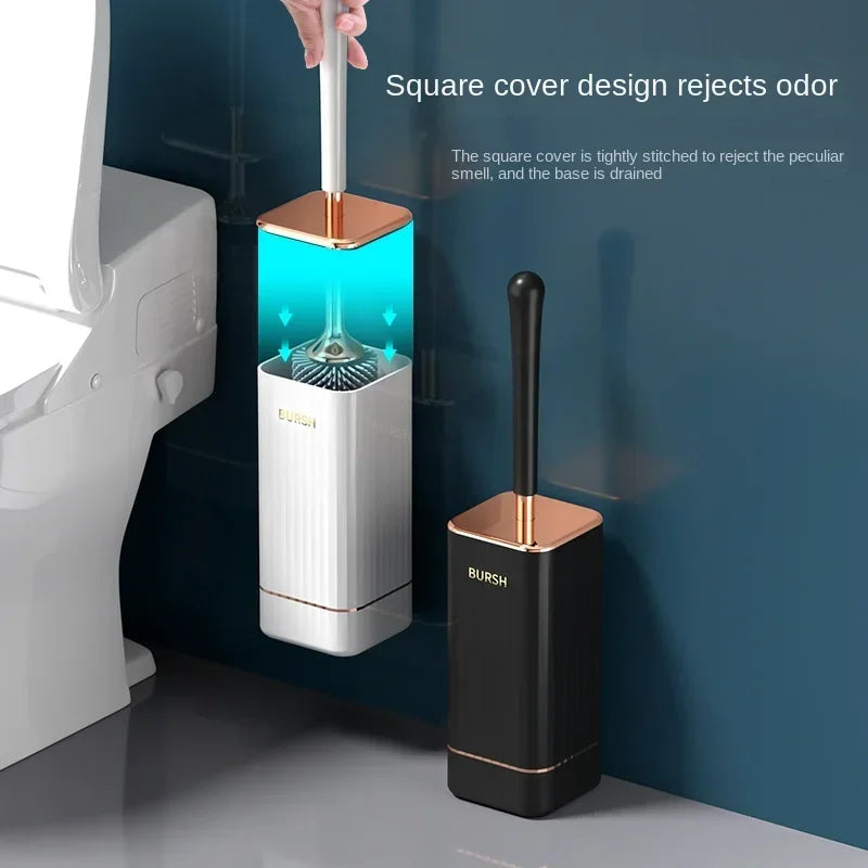 Norvo | CleanFlex Toalettbørstesett | Veggmontert uten boring | Dyp rengjøring med myke TPR-bust