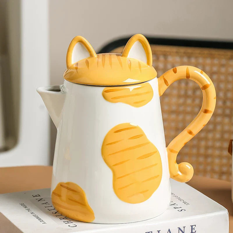 Norvo | Orange Cat Håndlaget Keramisk Kaffe- og Te-sett