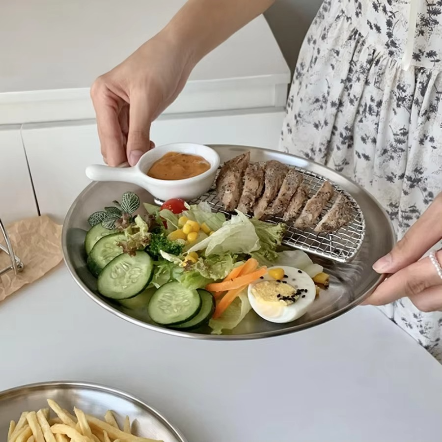 Norvo | Rustfritt Stål Rund Grillserveringsfat