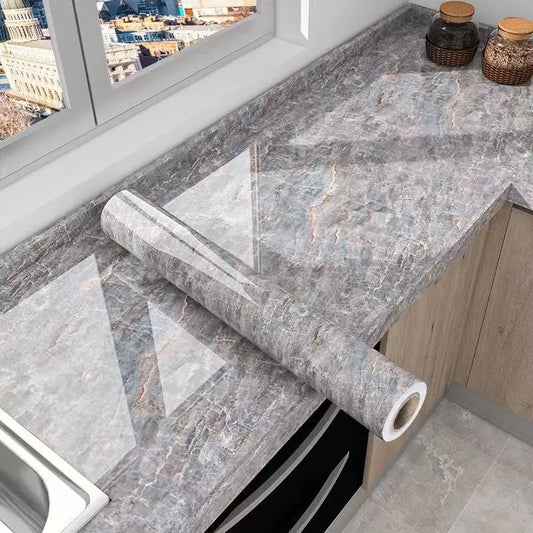 Norvo | Marmor Kjøkken Olje-proof Folie - Selvklebende vanntett Tapet for Komfyr, Benkeplate, Skap, Fliser Renovering