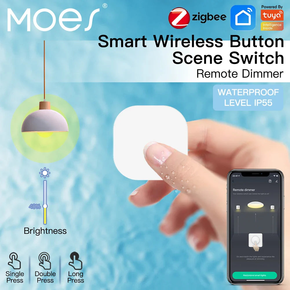 Tuya ZigBee Smart Push Button Switch Controller - Wifi Scene Control via SmartLife Google Alexa Apps