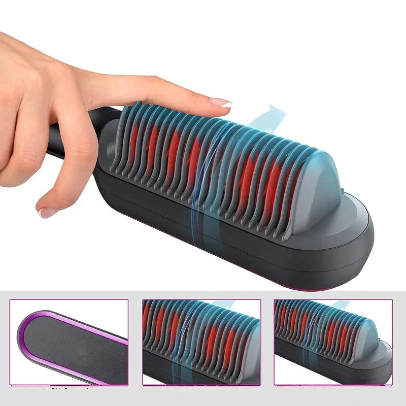 Norvo | Hårutrettingsbørste UK – 2-i-1 Termisk Kam Utretter & Krøller med Justerbar Varme & Turmalin Teknologi