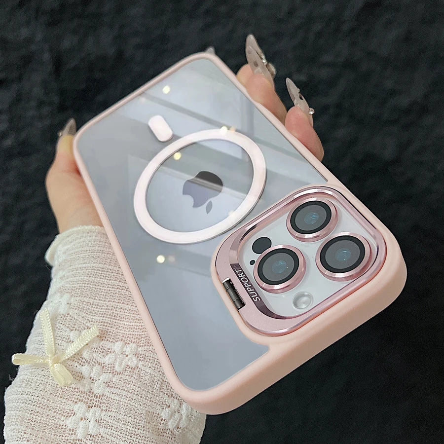 Norvo | Magnetisk Sjokkbestandig Magsafe Mobildeksel Stativ Glass Linsebeskytter Deksel