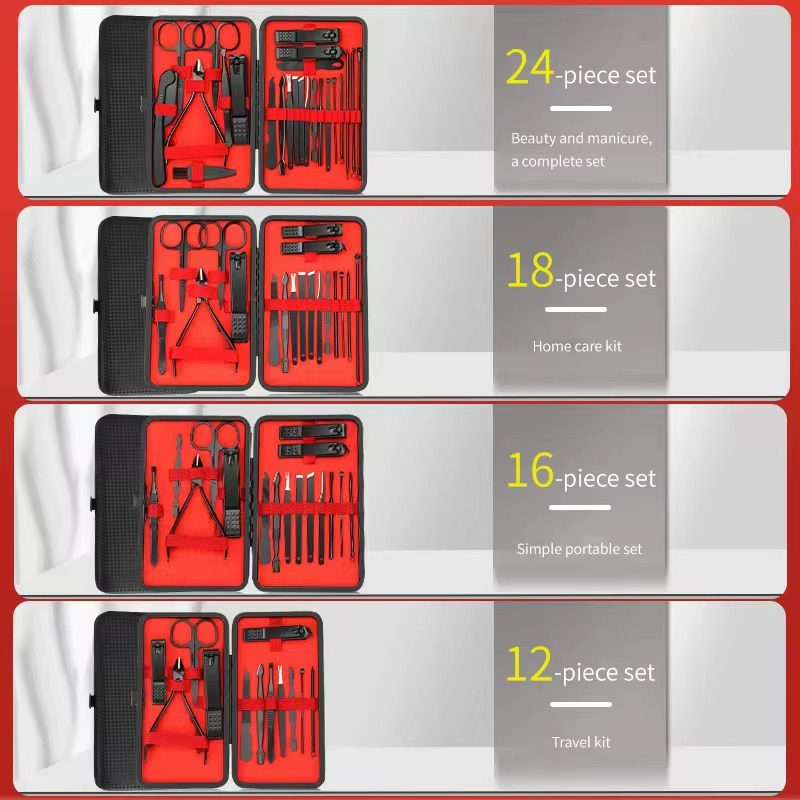 Norvo | 16-delt manicure- og pedikyrsett i rustfritt stål
