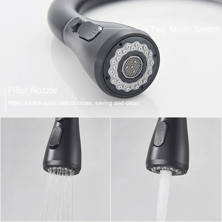 Norvo | Uttrekkbar kran med enkel spakblander – Fleksibel kran med dusjfunksjon, Høy kvalitet rustfritt stål, Ideell for moderne kjøkken, Enkel installasjon