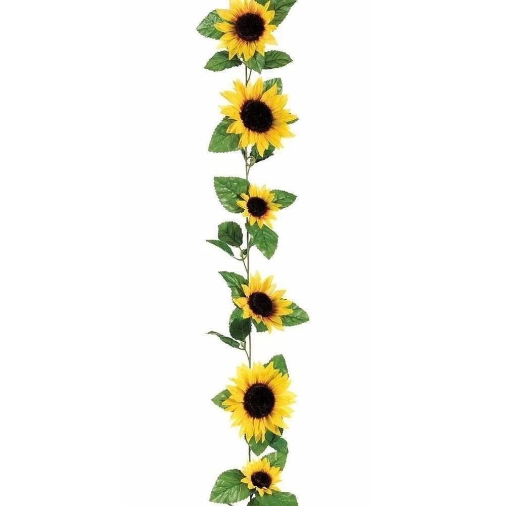 Norvo | Floraviva SunVine Solsikke Garland Kunstig | 2.6 m Lengde | 12 Blomster Ø 8 cm | For Bryllup, Balkong & DIY Dekor