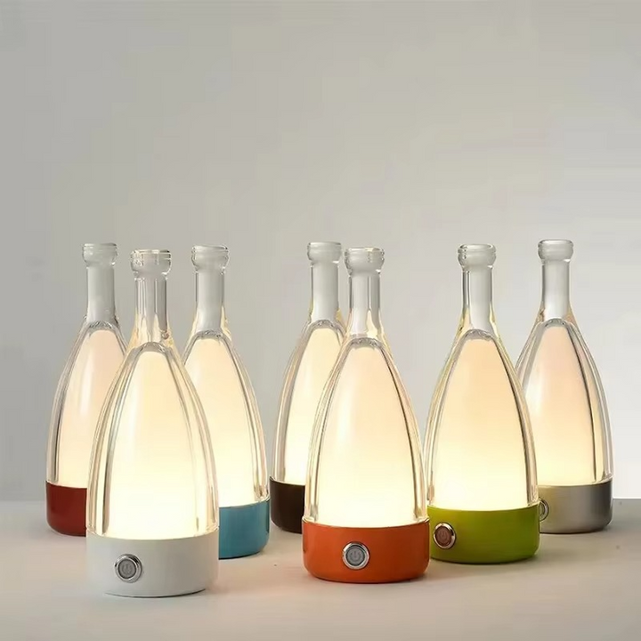 Norvo | Vinflaske Skrivebord Lampe med Bluetooth Høyttaler – Oppladbar Moderne Kveldsbelysning
