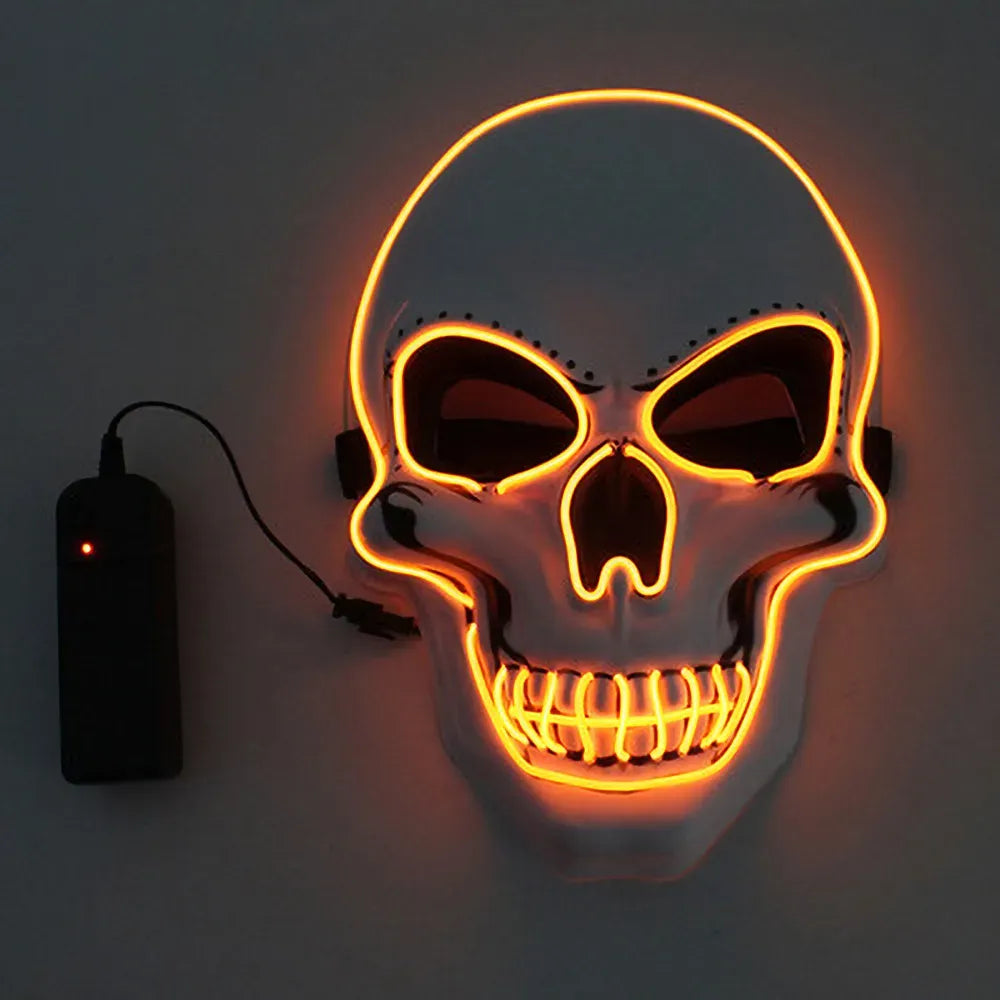 Norvo | LED Halloween Horror Hodeskalle Maske - Lysende Cosplay Maske for Halloween Festdekorasjon