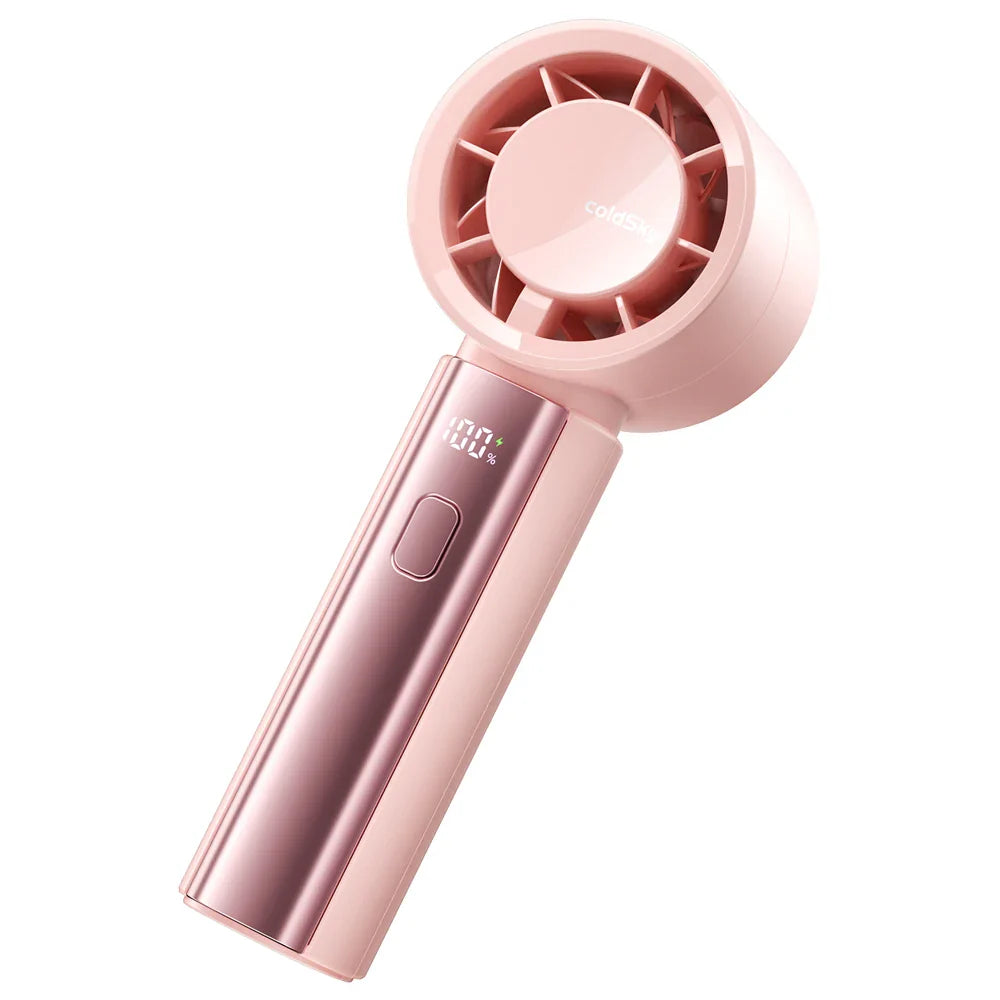 Norvo | Aeriolo Bærbar Håndvifte med 4000 mAh Batteri | 5 Nivåer & 100 Intensitetsnivåer | Digitalt Display & Dobbelt Luftstrøm for Utendørs & Reise