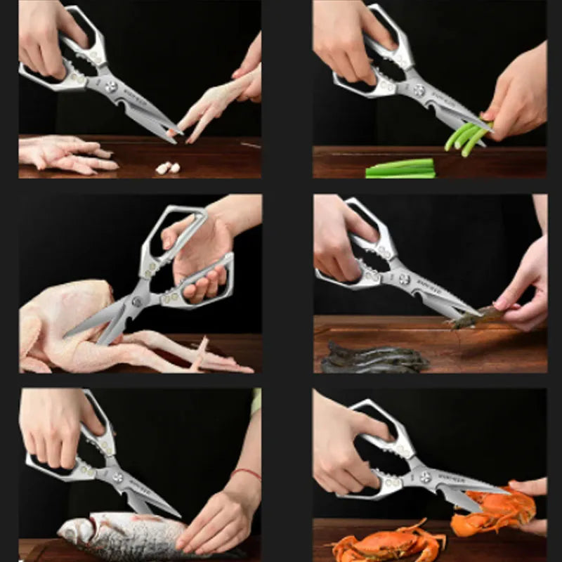 Norvo | Multifunksjonelle kjøkkensaks | Rustfritt stål SK5 | For kjøtt, fisk & grønnsaker | Ergonomisk håndtak