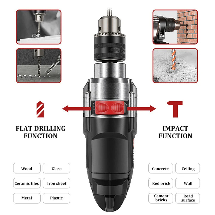 Norvo | 780W Elektrisk Hammer & Boremaskin med Variabel Hastighet – DrillForce