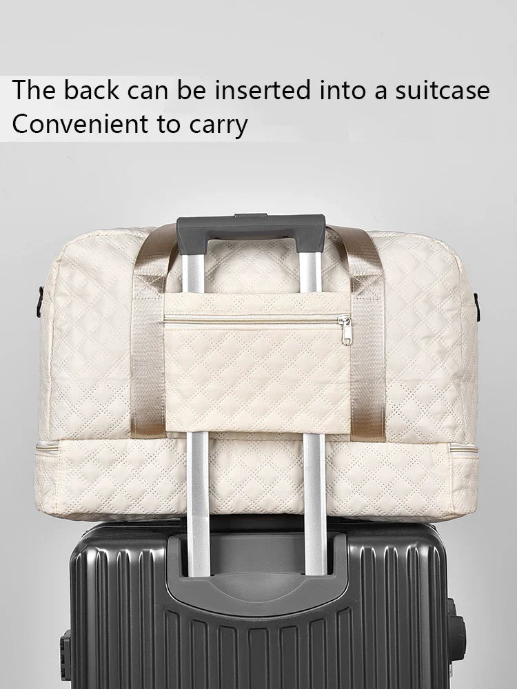 Norvo | Raumio TravelFlex Lettvekts Reisebag med Diamantmønster | Stor Sports- og Helgetaske med Skoavdeling og Fuktavdeling | Kabinbagasje Egnet og Sammenleggbar