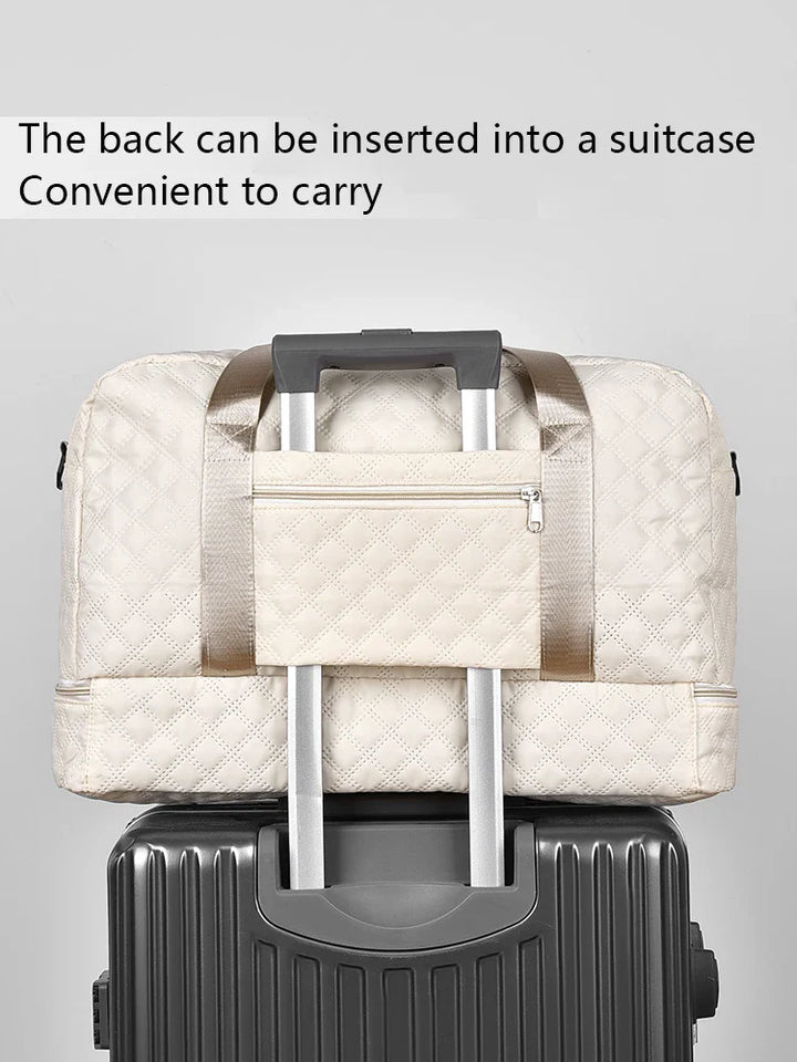 Norvo | Raumio TravelFlex Lettvekts Reisebag med Diamantmønster | Stor Sports- og Helgetaske med Skoavdeling og Fuktavdeling | Kabinbagasje Egnet og Sammenleggbar
