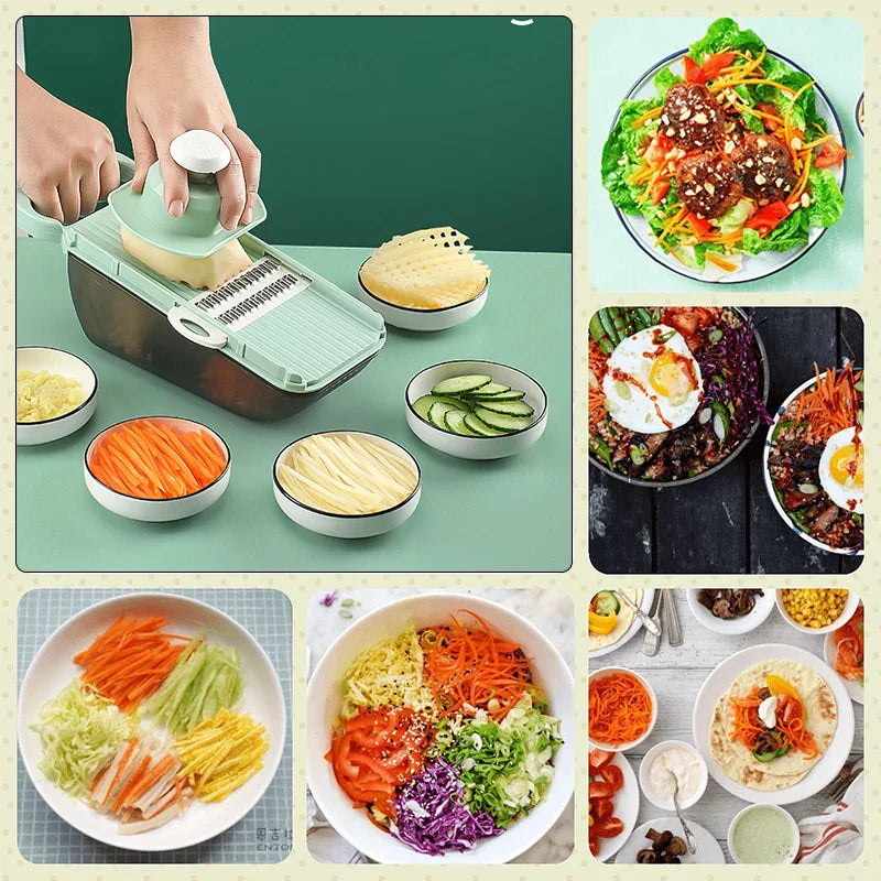 Norvo | SchnippelMeister Grønnsakskutter 5-i-1 | Multi Kutter med Innsamling Container | Rivjern, Skiver & Hakkere | BPA-fri & Oppvaskmaskin Sikker | 27×11×10 cm