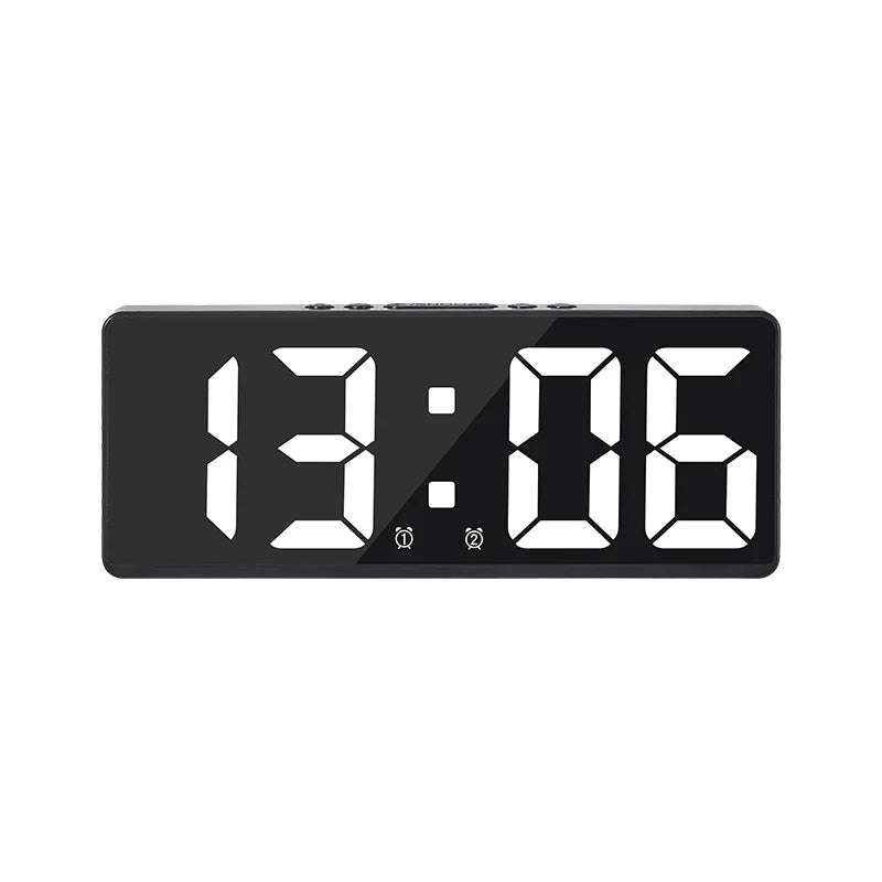 Norvo | Akryl/Speil Digital Vekkerklokke - Talekontroll, batteridrevet bordklokke med slumrefunksjon & nattmodus - 12/24H LED Elektroniske Klokker