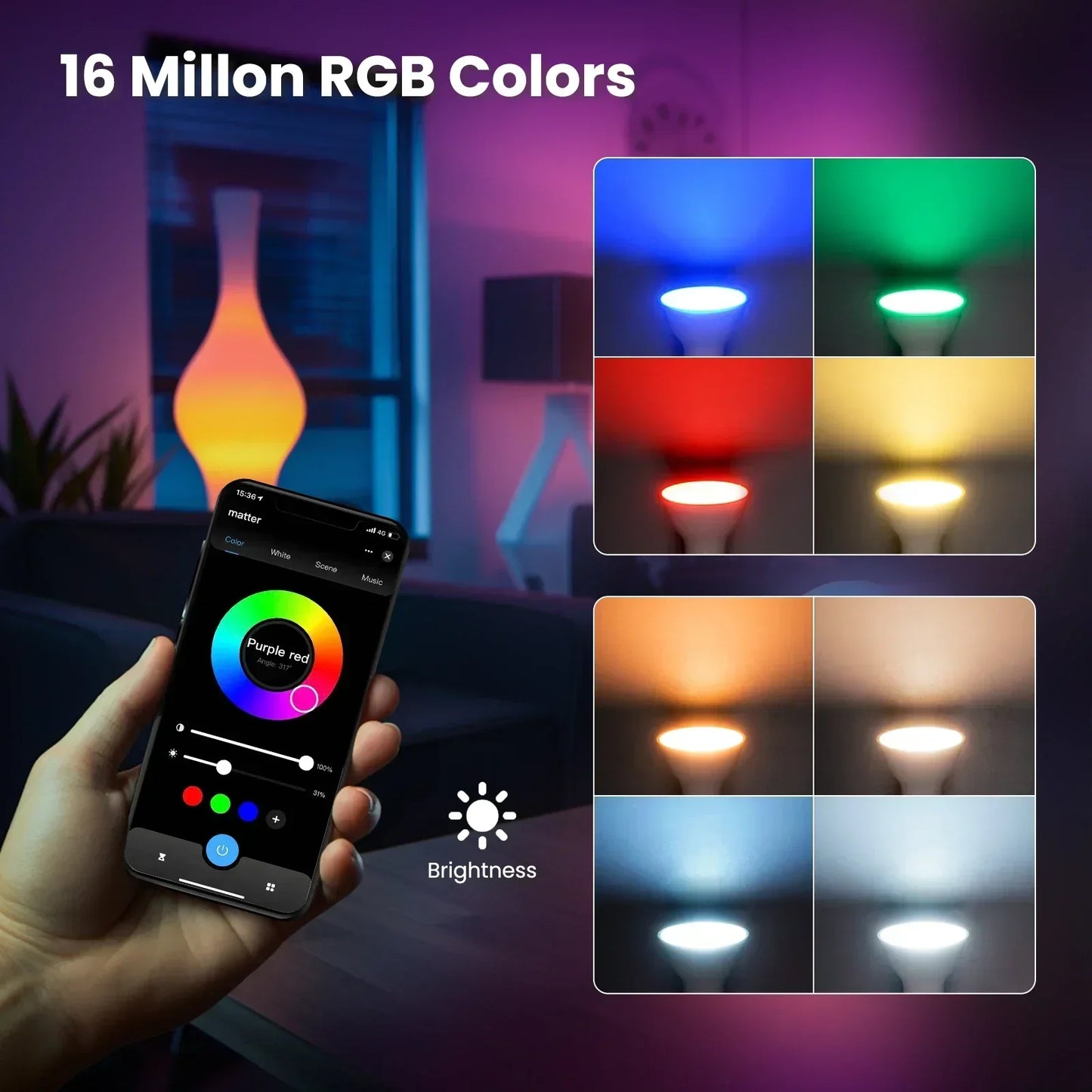 Tuya Zigbee Smarte LED Lyspærer E27 E14 GU10 - Dimmbar RGB Wifi Kontrollert via SmartLife Google Alexa-apper
