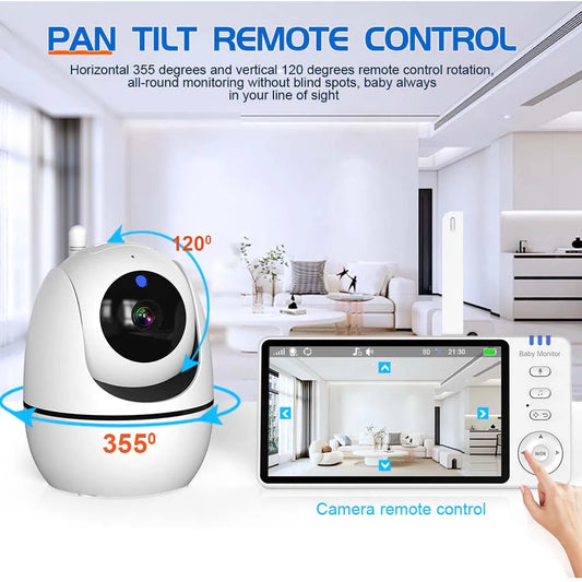 Norvo | 5-tommers HD video baby monitor med kamera, PTZ zoom og nattsyn