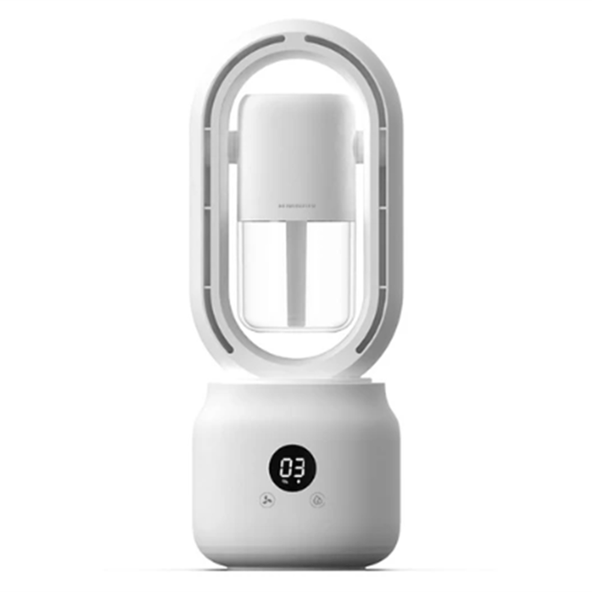 Norvo | Bærbar vifte uten blader med luftfukter og nattlys for forfriskende komfort