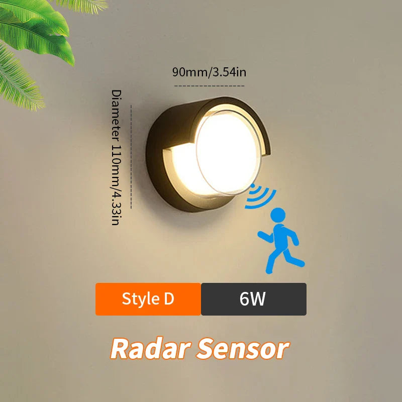 Norvo | LED Vegglampe LumoGuard | Med Radar Bevegelsessensor | 6W/12W | Varm & Kald Hvit | IP66 Vanntett