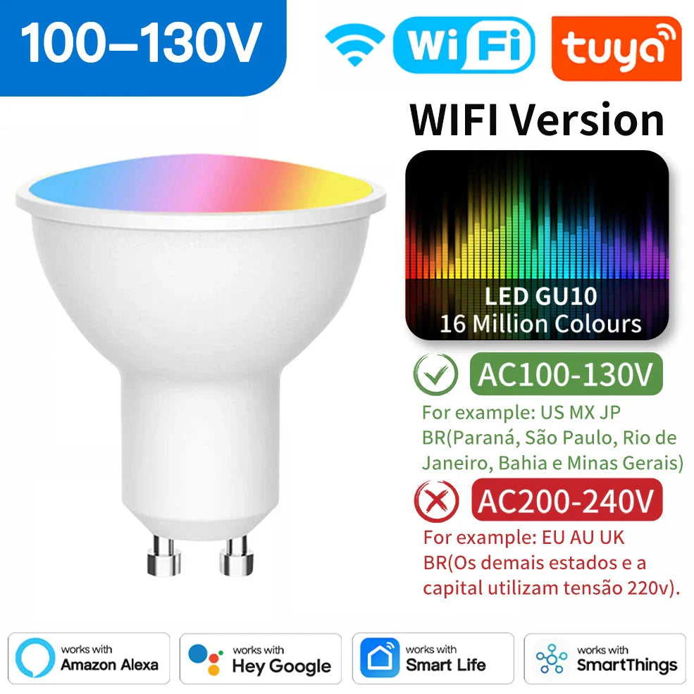 Tuya Zigbee Smarte LED Lyspærer E27 E14 GU10 - Dimmbar RGB Wifi Kontrollert via SmartLife Google Alexa-apper