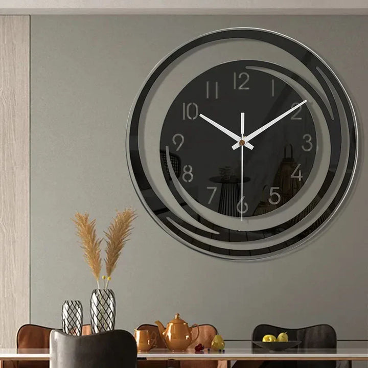 Norvo | Akryllveggklokke - Skandinavisk design - Svart - Klokke