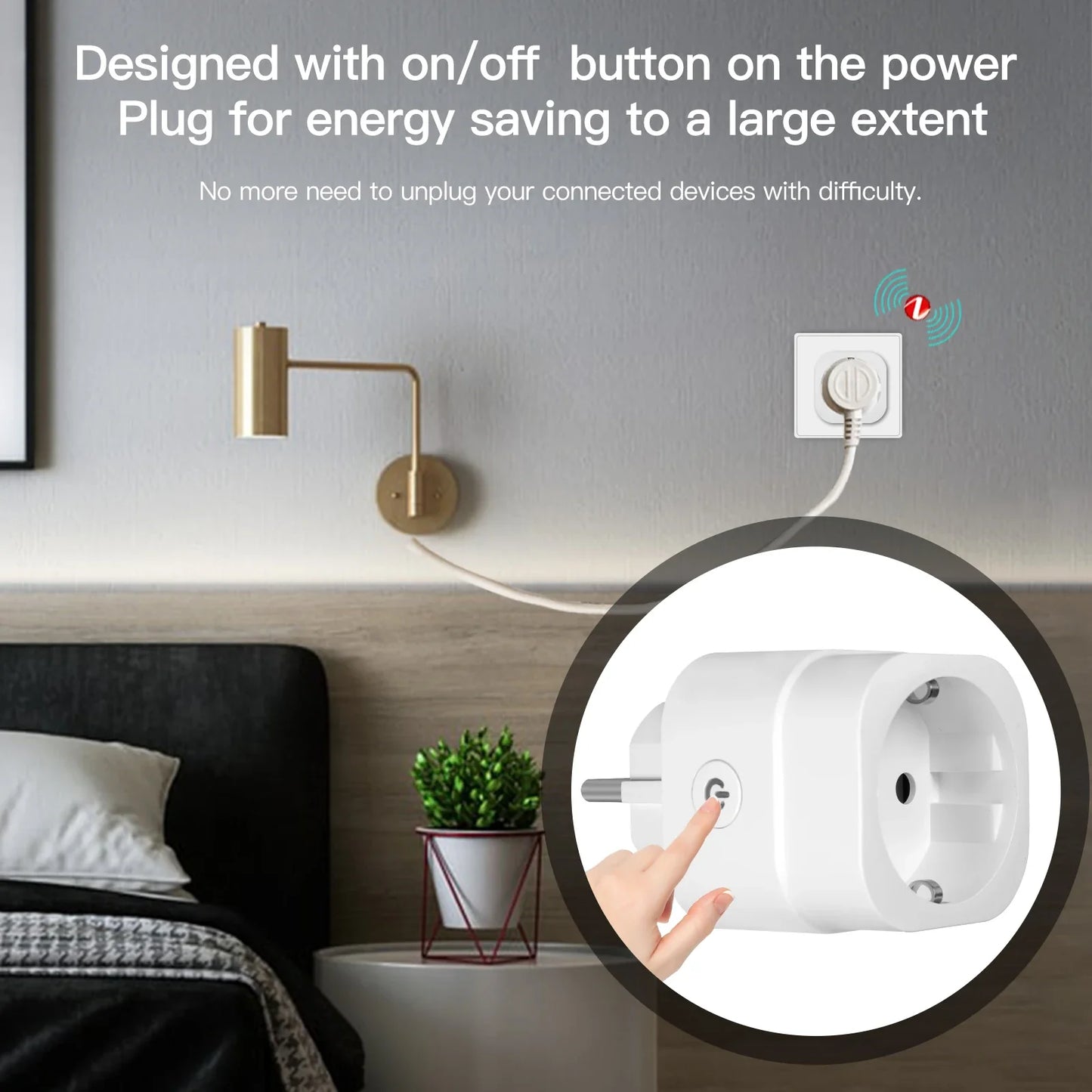 Tuya Zigbee Smart Strømkontakt 16A med Timer & Energimonitor - WiFi Plugg Kontroll via SmartLife Google Alexa Apper