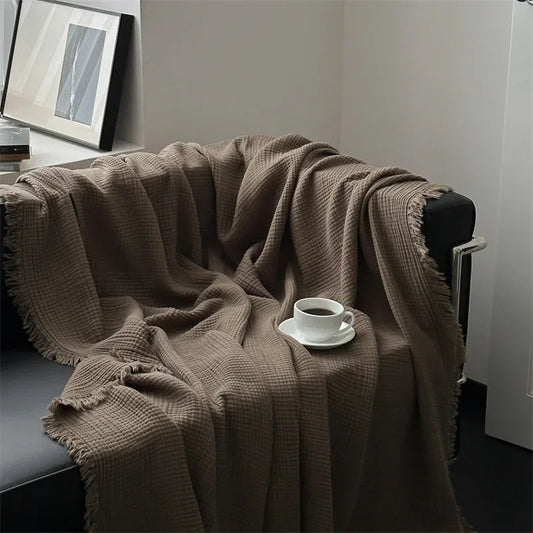 Norvo | Ensfarget bomull sofa teppe