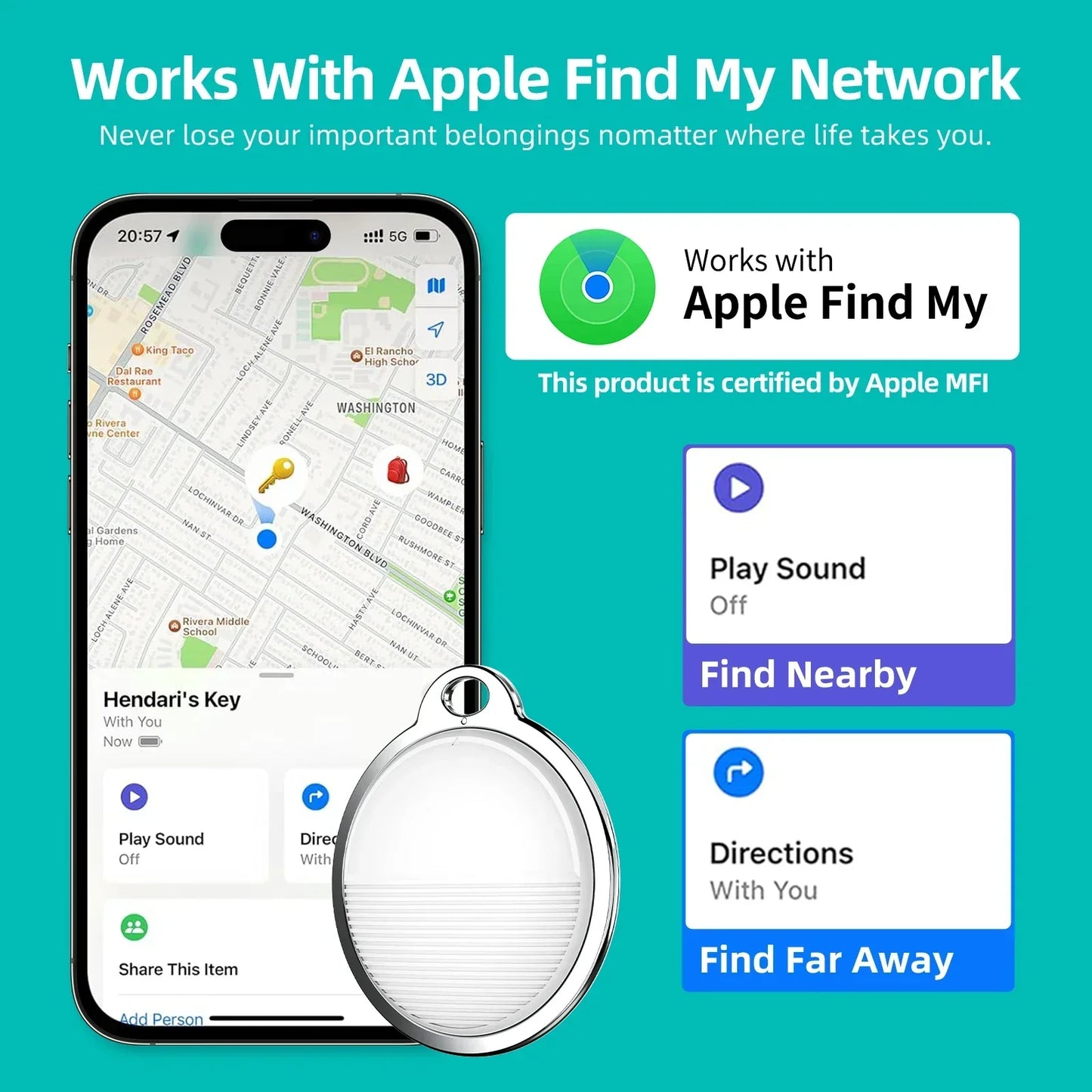 Norvo | Smart Tracker Bluetooth Tag Nøkkel GPS Locator