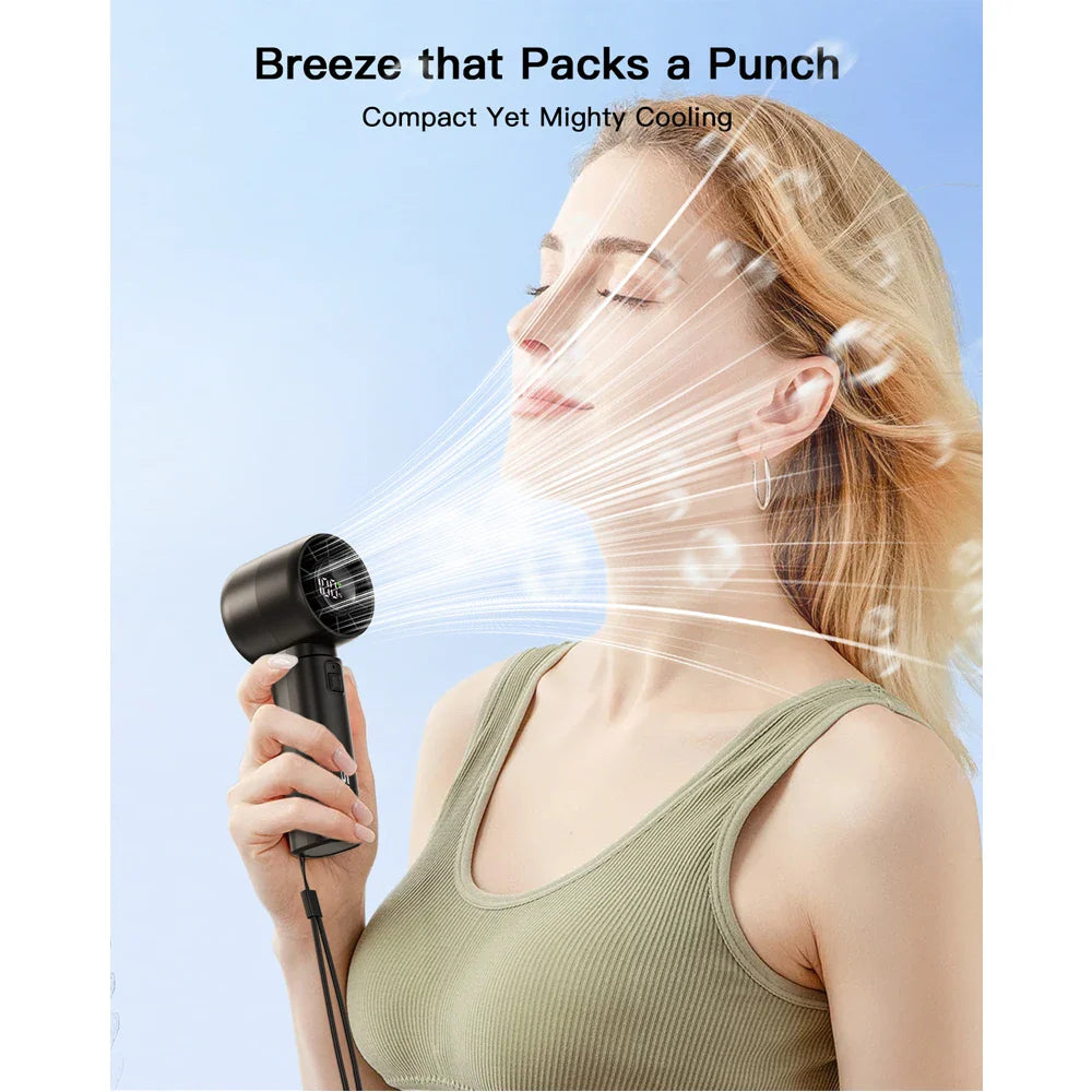 Norvo | Venturox Mini Håndvifte med LED-skjerm | 5-hastighets turbo vifte | 4000mAh batteri | Reisevifte for strand og ferie