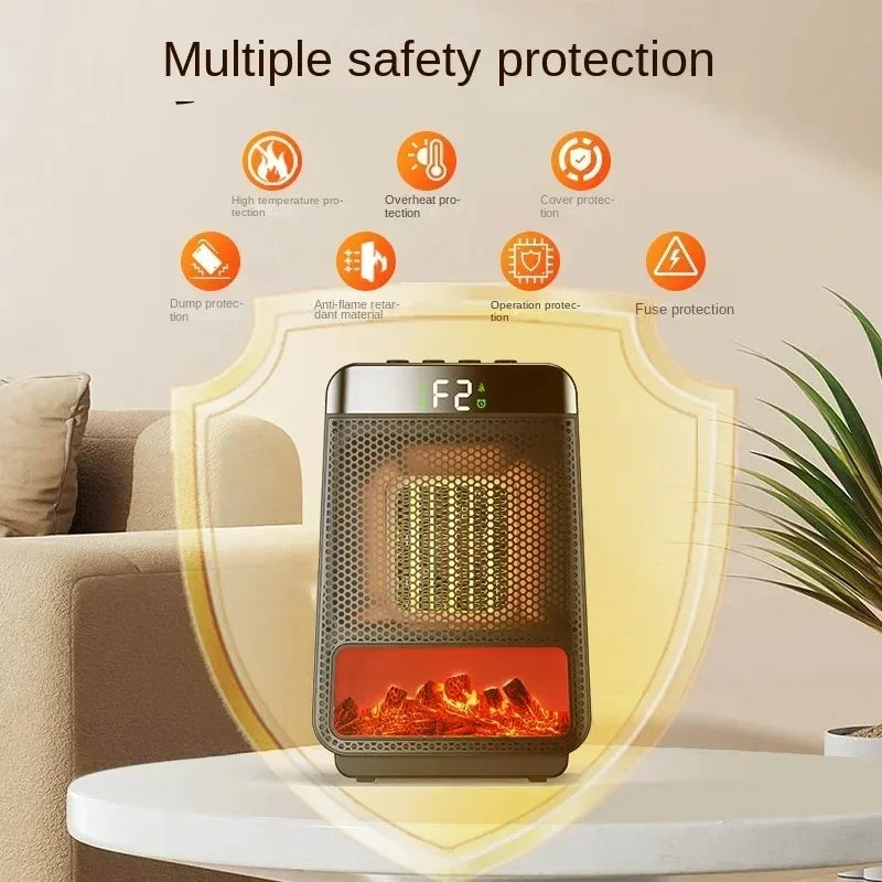 Norvo | 3D Dynamisk Flamme Elektrisk Varmer | 1500W Bærbar, Miljøvennlig & Rask Oppvarming for Bad og Hjemmebruk