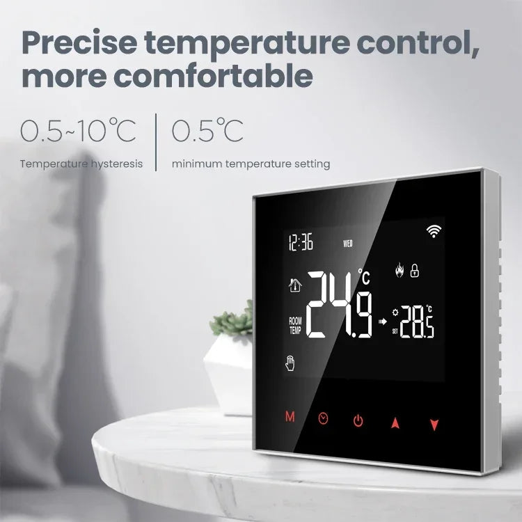 Tuya Smart Termostat Kontroll for Vann & Elektrisk Gulvvarme - Wifi Styring via Google Alexa SmartThings Apper