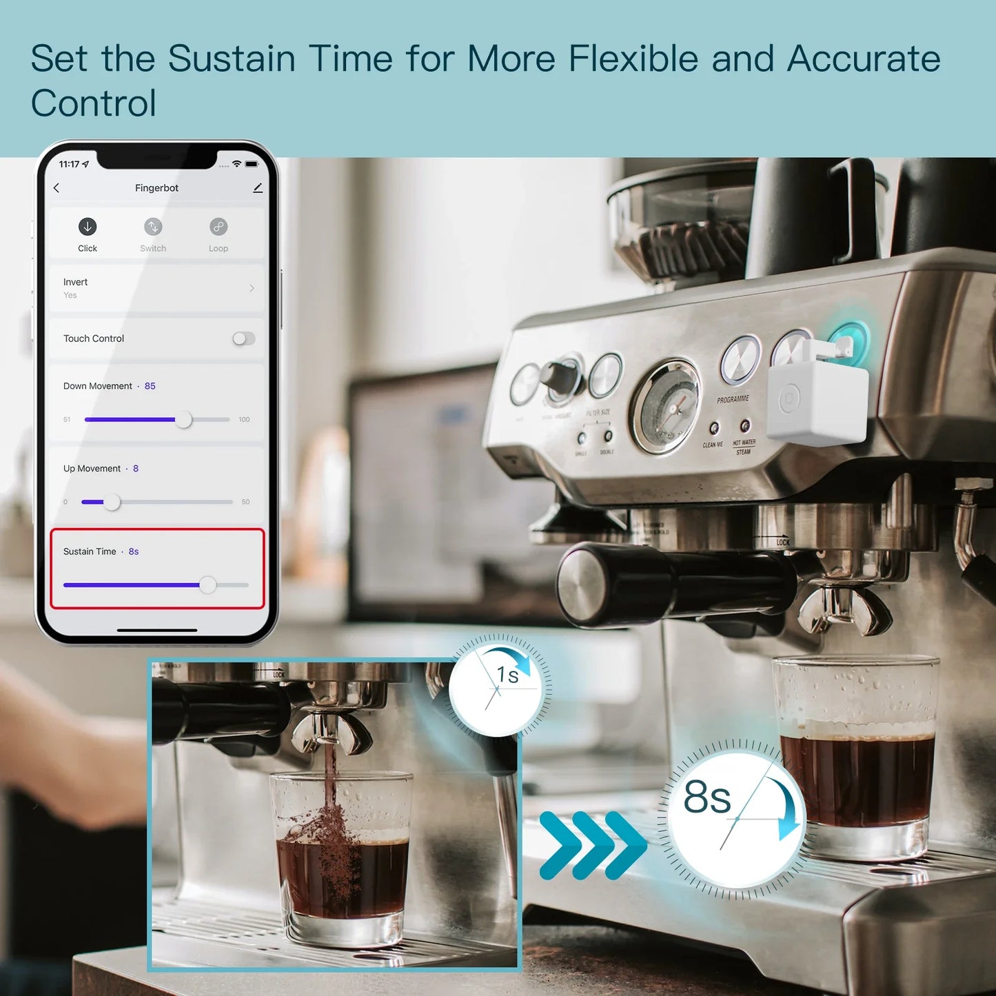 Tuya Fingerbot Knapptaster - Wifi Programmerbar Kontroll via SmartLife Google Alexa Apps