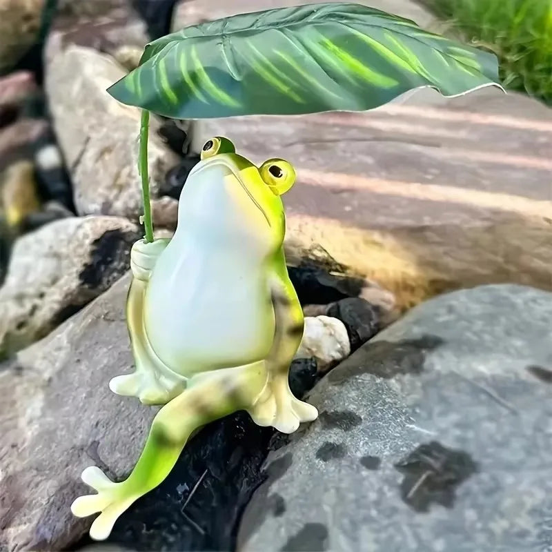 Norvo | Frosk på lotusblad figur for akvarium hagedekorasjon og balkongdekorasjon