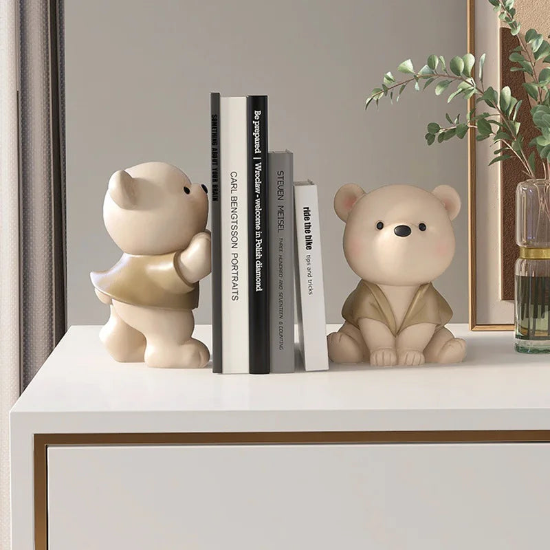 Milo Bear Bokstøtte Dekorativ Figurine i Kremfarge | Norvo