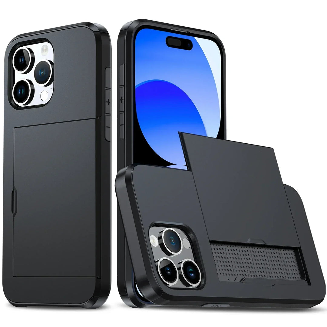 Norvo | LuxShield iPhone-deksel med kortlomme | Slank design | Kortoppbevaring | Beskyttelse og stil