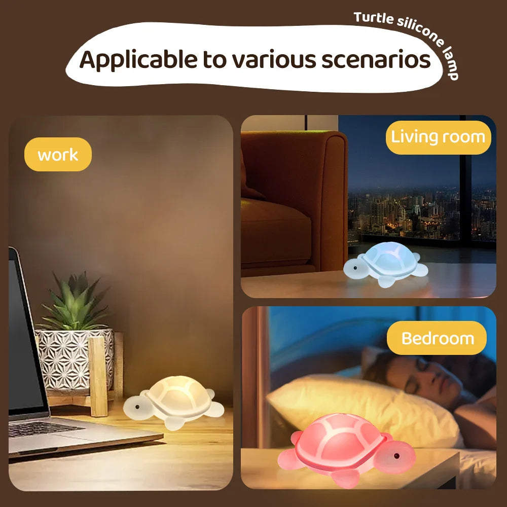 Norvo | ShellGlow LED Nattlampe | Sjekk Skilpadde | Myk Silikon | Fargeforandring & Varmt Lys | USB-C Oppladbar | 10.2 × 15.8 × 6.1 cm