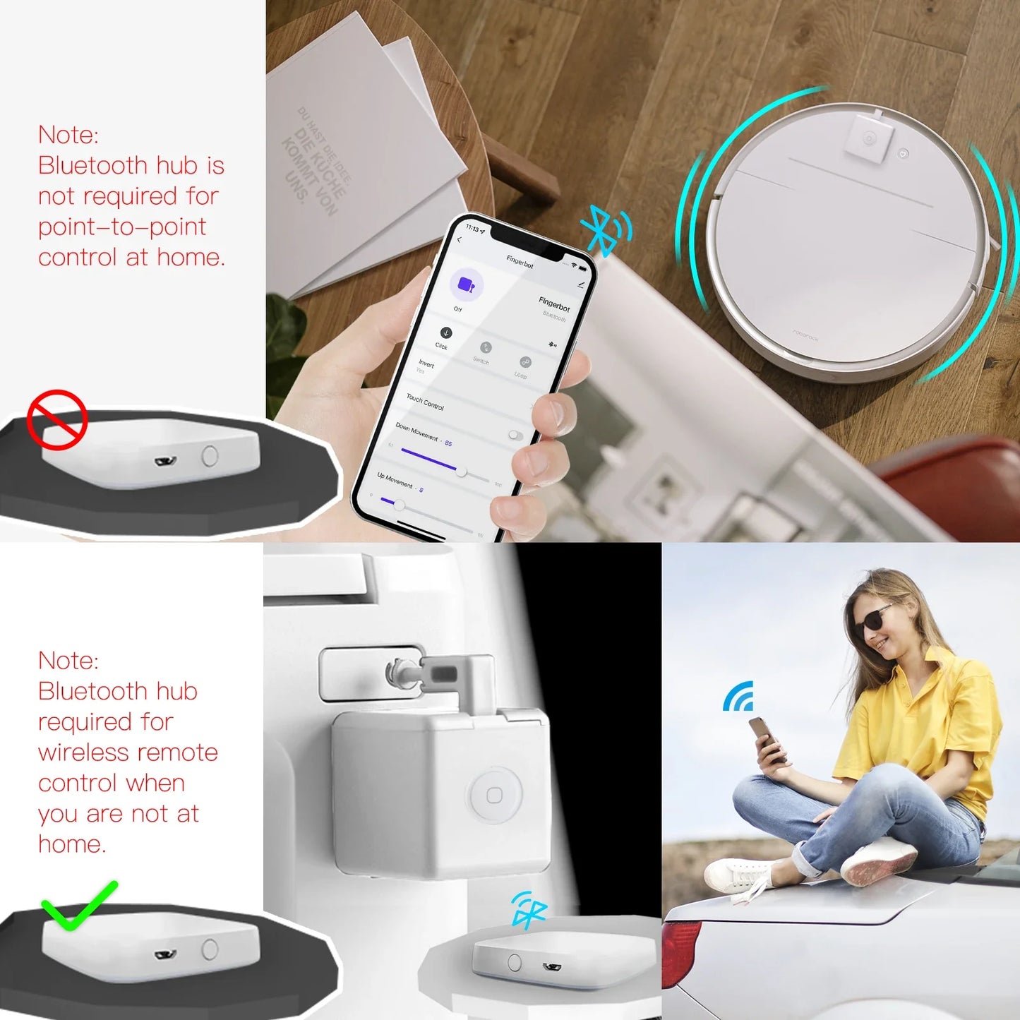 Tuya Fingerbot Knapptaster - Wifi Programmerbar Kontroll via SmartLife Google Alexa Apps